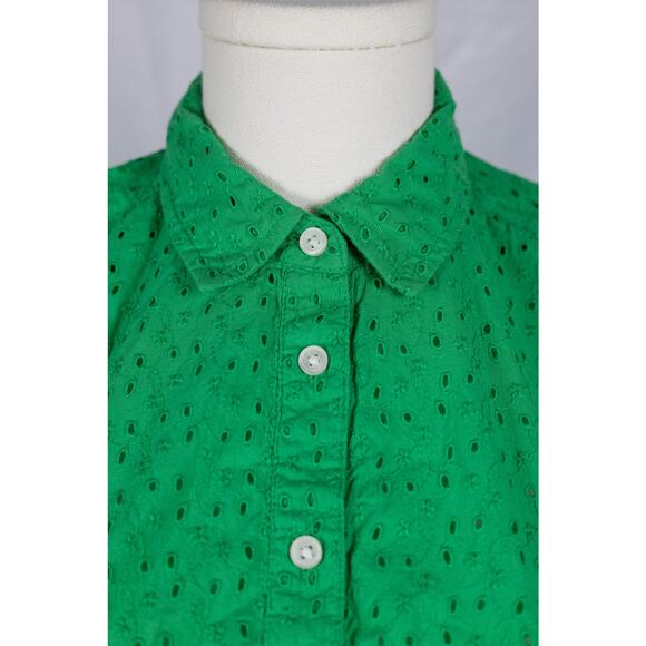 J. Crew Mercantile XS Dress Eyelet Mini Elastic Waist Green - Picture 3 of 7